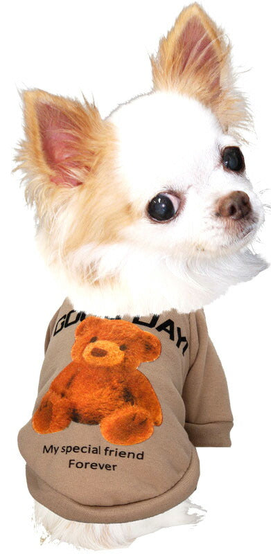 【犬服 犬 服 犬の服 名入れ 秋服 冬服用】グッデイベアトレーナー【ドッグウェア クマ プリント 裏起毛 ペット ダックス トイプードル チワワ タムベディおしゃれ ポメラニアン】[CN][GI]