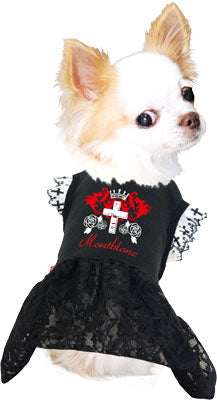 【犬服 犬 服 秋冬 犬の服 名入れ】愛犬のお名前入り ゴスロリ ワンピース【ドッグウェア レース 十字架 クロス 女の子 ダックス トイプードル チワワ おしゃれ コーギー タムベディ】(L/)[GI]