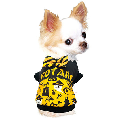 【犬服 犬 服 犬の服 秋服 冬服用】愛犬のお名前入り ハロウィンプレゼント【かぼちゃ オバケ 蝶ネクタイ リボン 日本製 ドッグ ペット ウェア ダックス トイプードル チワワ タムベディおしゃれ パグ 】(S/3/RI/H)