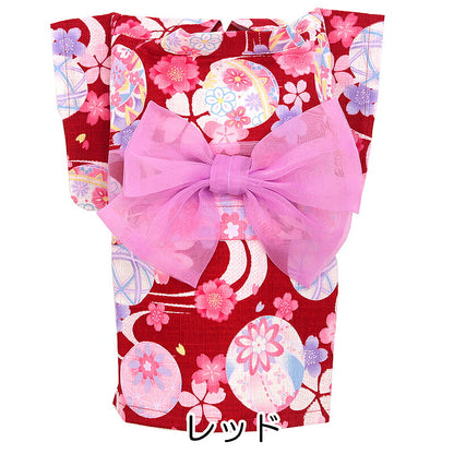 【犬服 犬 服 犬の服　春服 夏服用】華やぎてまり浴衣 ゆかた 《名入れ可能》《コサージュ別売》【日本製　夏 祭り 和服 花火大会 七五三 ドッグ ペット ウェア ダックス トイプードル チワワ タムベディ 美しい シーズー】