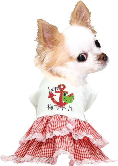 【犬服 犬 服 犬の服 名入れ】愛犬のお名前入り ハピワンピース【ドッグウェア ペット 女の子 カエル フリル トイプードル チワワ ダックス かわいい マルチーズ タムベディ】(H/)