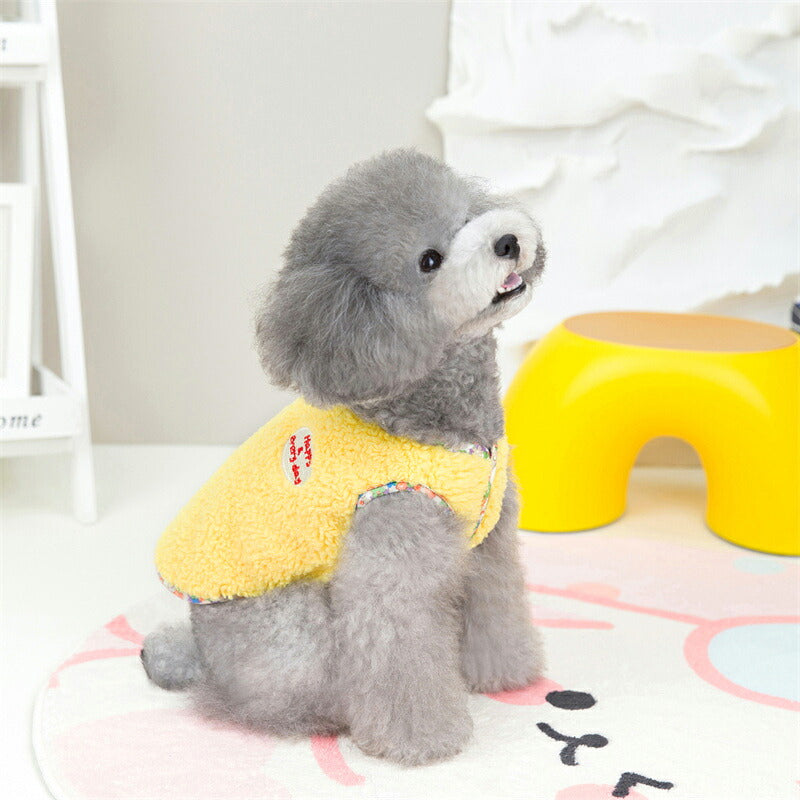 【犬服 犬 服 犬の服 秋服 冬服用】ハッピーデーボア【前開きボタン 花柄 防寒 簡単着脱 ドッグ ペット ウェア ダックス トイプードル チワワ タムベディ上品 パグ】[CN]