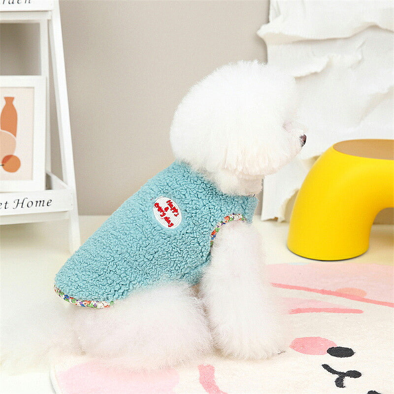 【犬服 犬 服 犬の服 秋服 冬服用】ハッピーデーボア【前開きボタン 花柄 防寒 簡単着脱 ドッグ ペット ウェア ダックス トイプードル チワワ タムベディ上品 パグ】[CN]