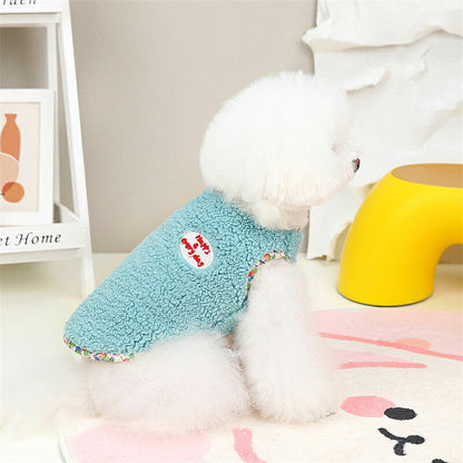 【犬服 犬 服 犬の服 秋服 冬服用】ハッピーデーボア【前開きボタン 花柄 防寒 簡単着脱 ドッグ ペット ウェア ダックス トイプードル チワワ タムベディ上品 パグ】[CN]