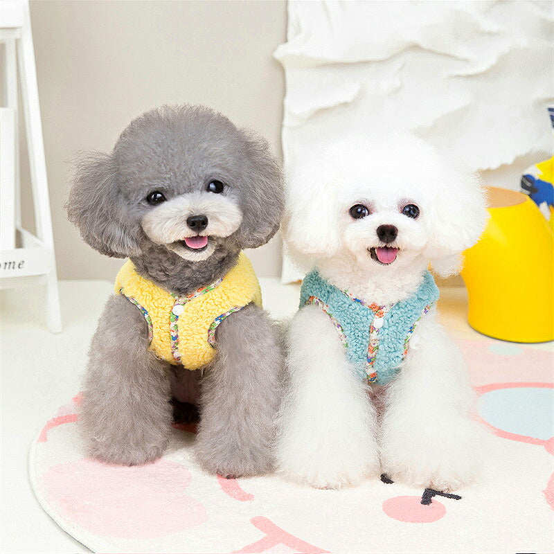 【犬服 犬 服 犬の服 秋服 冬服用】ハッピーデーボア【前開きボタン 花柄 防寒 簡単着脱 ドッグ ペット ウェア ダックス トイプードル チワワ タムベディ上品 パグ】[CN]