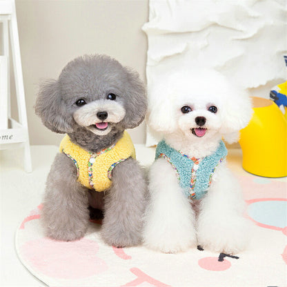 【犬服 犬 服 犬の服 秋服 冬服用】ハッピーデーボア【前開きボタン 花柄 防寒 簡単着脱 ドッグ ペット ウェア ダックス トイプードル チワワ タムベディ上品 パグ】[CN]