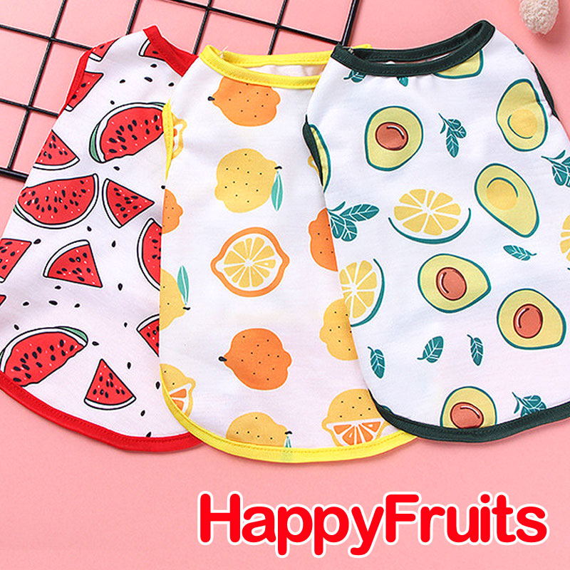 【犬 夏服 犬の服 春服用】《名入れ可能》ハッピーフルーツ2シャツ【ドッグウェア アボカド イチゴ オレンジ レモン スイカ 果物 ペット ダックス トイプードル チワワ タムベディ】[CN][GI]