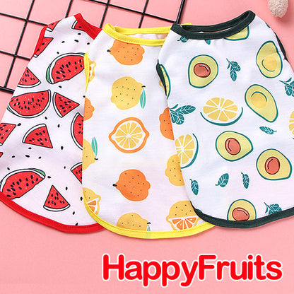 【犬 夏服 犬の服 春服用】《名入れ可能》ハッピーフルーツ2シャツ【ドッグウェア アボカド イチゴ オレンジ レモン スイカ 果物 ペット ダックス トイプードル チワワ タムベディ】[CN][GI]
