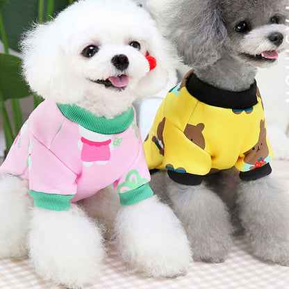 【犬服 犬 服 犬の服 冬服 秋服用】ハッピータイムシャツ《名入れ可能》【裏起毛 あったか トレーナー さくらんぼ うさぎドッグ ペット ウェア ダックス トイプードル チワワ タムベディ】[CN]
