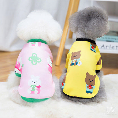 【犬服 犬 服 犬の服 冬服 秋服用】ハッピータイムシャツ《名入れ可能》【裏起毛 あったか トレーナー さくらんぼ うさぎドッグ ペット ウェア ダックス トイプードル チワワ タムベディ】[CN]