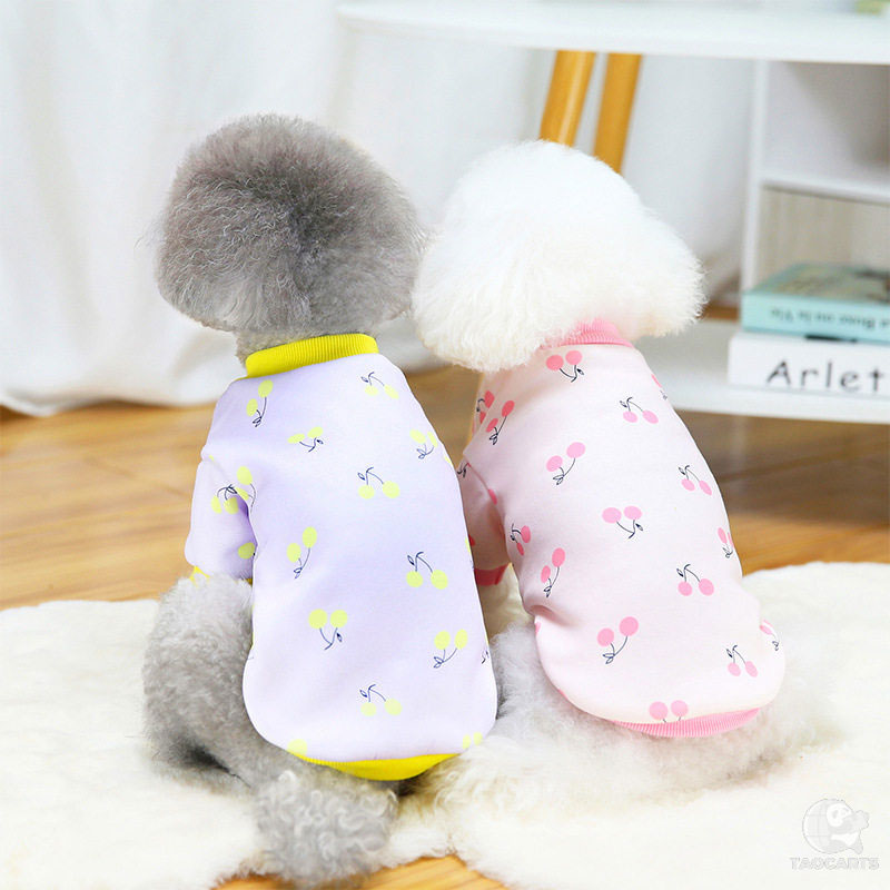 【犬服 犬 服 犬の服 冬服 秋服用】ハッピータイムシャツ《名入れ可能》【裏起毛 あったか トレーナー さくらんぼ うさぎドッグ ペット ウェア ダックス トイプードル チワワ タムベディ】[CN]