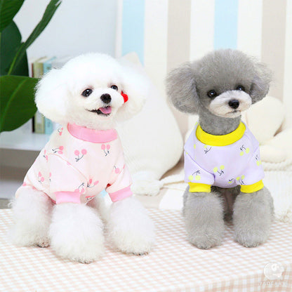 【犬服 犬 服 犬の服 冬服 秋服用】ハッピータイムシャツ《名入れ可能》【裏起毛 あったか トレーナー さくらんぼ うさぎドッグ ペット ウェア ダックス トイプードル チワワ タムベディ】[CN]