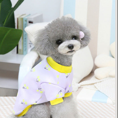 【犬服 犬 服 犬の服 冬服 秋服用】ハッピータイムシャツ《名入れ可能》【裏起毛 あったか トレーナー さくらんぼ うさぎドッグ ペット ウェア ダックス トイプードル チワワ タムベディ】[CN]
