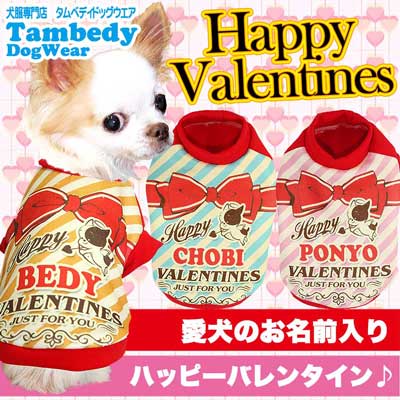 【犬服 犬 服 犬の服 秋服 冬服用 名入れ】愛犬のお名前入り ハッピーバレンタイン 【ドッグウェア チョコ ＶＴ リボン プレゼント チワワ ダックス トイプードル かわいい マルチーズ タムベディ】(S/3/RI/H/)
