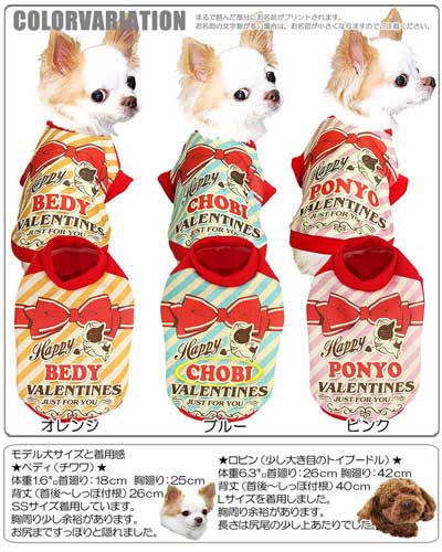 【犬服 犬 服 犬の服 秋服 冬服用 名入れ】愛犬のお名前入り ハッピーバレンタイン 【ドッグウェア チョコ ＶＴ リボン プレゼント チワワ ダックス トイプードル かわいい マルチーズ タムベディ】(S/3/RI/H/)