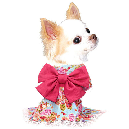【着物 犬 服 犬の服 秋服 冬服用】艶やか晴れ着 初音(はつね)《名入れ可能》《コサージュ別売》【ドレス 和柄 正月 年賀状 初詣 花柄 日本製ドッグ ペット ウェア ダックス トイプードル チワワ タムベディ】