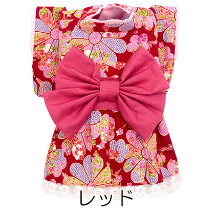 【着物 犬 服 犬の服 秋服 冬服用】艶やか晴れ着 初音(はつね)《名入れ可能》《コサージュ別売》【ドレス 和柄 正月 年賀状 初詣 花柄 日本製ドッグ ペット ウェア ダックス トイプードル チワワ タムベディ】