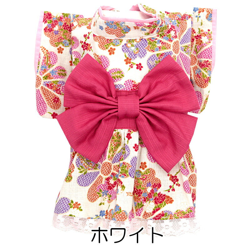 【着物 犬 服 犬の服 秋服 冬服用】艶やか晴れ着 初音(はつね)《名入れ可能》《コサージュ別売》【ドレス 和柄 正月 年賀状 初詣 花柄 日本製ドッグ ペット ウェア ダックス トイプードル チワワ タムベディ】