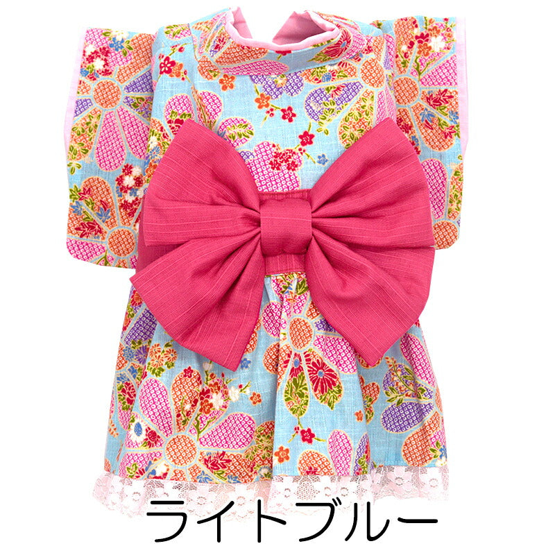 【着物 犬 服 犬の服 秋服 冬服用】艶やか晴れ着 初音(はつね)《名入れ可能》《コサージュ別売》【ドレス 和柄 正月 年賀状 初詣 花柄 日本製ドッグ ペット ウェア ダックス トイプードル チワワ タムベディ】