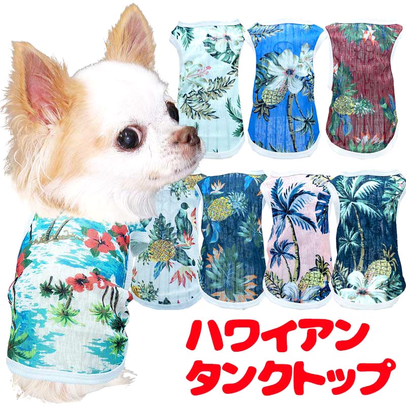 【犬服 犬 服 犬の服 春服 夏服用】ハワイアンタンクトップ《名入れ可能》【シースルー トロピカル ドッグ ペット ウェア ダックス トイプードル チワワ タムベディ おしゃれ】[CN][GI]