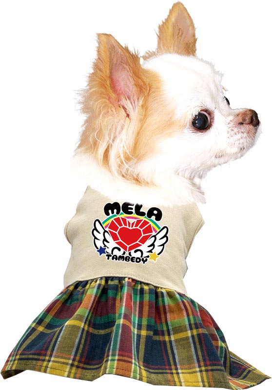 【犬服 犬 服 犬の服 ドッグウェア 名入れ】愛犬のお名前入りハートダイヤモンドワンピース【チェック チワワ ダックス トイプードル かわいい マルチーズ タムベディ】(L/)
