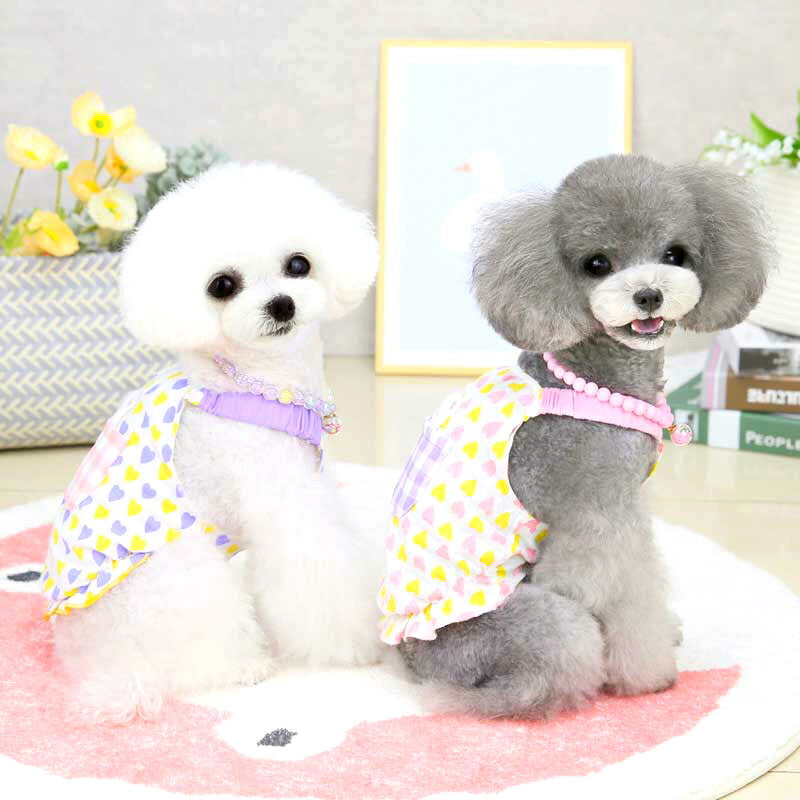 【犬服 犬 服 犬の服 名入れ 春服 夏服用 】ハートベアキャミソール【ドッグウェア チェックポケット ハートマーク ペット ダックス トイプードル チワワ タムベディ愛らしい】[CN]
