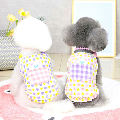 【犬服 犬 服 犬の服 名入れ 春服 夏服用 】ハートベアキャミソール【ドッグウェア チェックポケット ハートマーク ペット ダックス トイプードル チワワ タムベディ愛らしい】[CN]