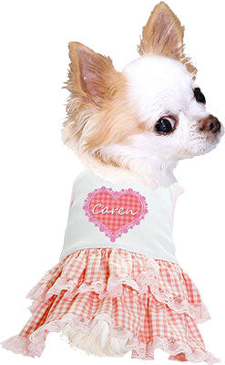 【犬服 犬 服 犬の服 名入れ】ひんやり 接触冷感素材 クール 愛犬のお名前入り ハートランドワンピース【ドッグウェア ペット ダックス トイプードル チワワ おしゃれ シーズー 暑さ対策 タムベディ】[GI](O/B/W/H/)