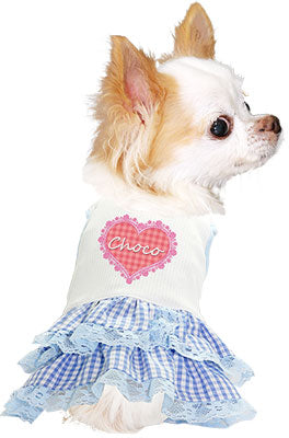 【犬服 犬 服 犬の服 名入れ】ひんやり 接触冷感素材 クール 愛犬のお名前入り ハートランドワンピース【ドッグウェア ペット ダックス トイプードル チワワ おしゃれ シーズー 暑さ対策 タムベディ】[GI](O/B/W/H/)