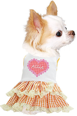 【犬服 犬 服 犬の服 名入れ】ひんやり 接触冷感素材 クール 愛犬のお名前入り ハートランドワンピース【ドッグウェア ペット ダックス トイプードル チワワ おしゃれ シーズー 暑さ対策 タムベディ】[GI](O/B/W/H/)