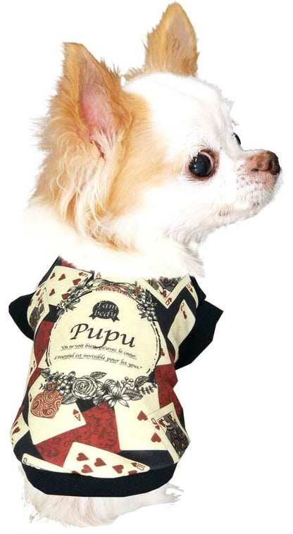 【犬服 犬 服 犬の服 名入れ 秋服 冬服用】愛犬のお名前入り ハートトランプ【ドッグウェア カード クイーン バラ 薔薇 ペット ダックス トイプードル チワワ タムベディ 美しい】(S/3/RI/H/)