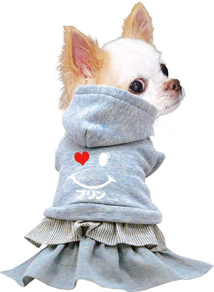 【犬服 犬 服 犬の服 名入れ 秋冬服用】愛犬のお名前入り ハートウィンクワンピース 【スマイル ニコちゃん パーカー ドッグ ウェア 女の子 ダックス トイプードル チワワ タムベディヨーキー 】[GI](L/)