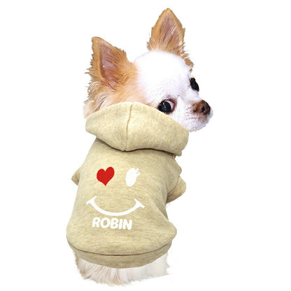 【犬服 犬 服 犬の服 名入れ 春秋服 冬服用】愛犬のお名前入りハートウィンクパーカー 【ニコちゃん スマイル ハート ボーダー ドッグ ペット ウェア ダックス トイプードル チワワ タムベディさわやか シーズー】(O/L/)