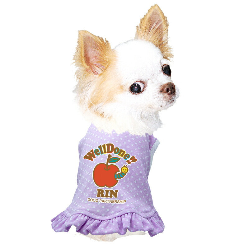 【犬服 犬 服 犬の服 名入れ 春服 夏服用】愛犬のお名前入り ハローアップル ワンピース【水玉 パステルカラー ホワイトドットドッグ ペット ウェア ダックス トイプードル チワワ タムベディかわいい シーズー】(L/)
