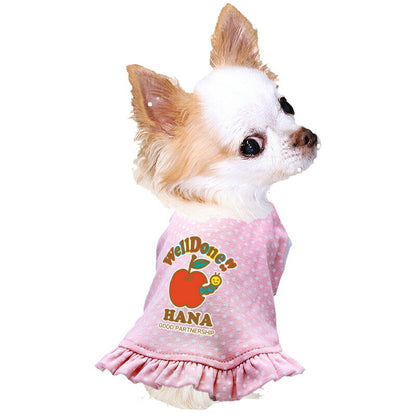 【犬服 犬 服 犬の服 名入れ 春服 夏服用】愛犬のお名前入り ハローアップル ワンピース【水玉 パステルカラー ホワイトドットドッグ ペット ウェア ダックス トイプードル チワワ タムベディかわいい シーズー】(L/)