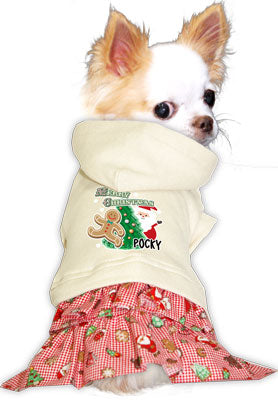 【犬服 犬 服 秋冬 犬の服 名入れ 秋服 冬服用】愛犬のお名前入り ハロークリスマス ワンピース【ドッグウェア サンタクロース 女の子 トイプードル チワワ ダックス タムベディ】(L/)