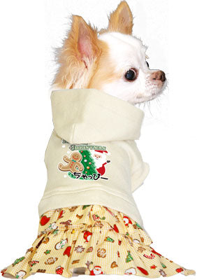 【犬服 犬 服 秋冬 犬の服 名入れ 秋服 冬服用】愛犬のお名前入り ハロークリスマス ワンピース【ドッグウェア サンタクロース 女の子 トイプードル チワワ ダックス タムベディ】(L/)