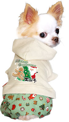 【犬服 犬 服 秋冬 犬の服 名入れ 秋服 冬服用】愛犬のお名前入り ハロークリスマス ツナギ【ドッグウェア クリスマス サンタクロース 男の子 トイプードル チワワ ダックス パグ タムベディ】(L/)