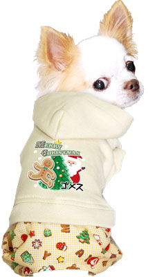 【犬服 犬 服 秋冬 犬の服 名入れ 秋服 冬服用】愛犬のお名前入り ハロークリスマス ツナギ【ドッグウェア クリスマス サンタクロース 男の子 トイプードル チワワ ダックス パグ タムベディ】(L/)
