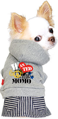 【犬服 犬 服 秋冬 犬の服 名入れ】愛犬のお名前入り ヒッコリーワンピース【ドッグウェア ペット デニム トイプードル チワワ ダックス おしゃれ シーズー タムベディ】(L/)