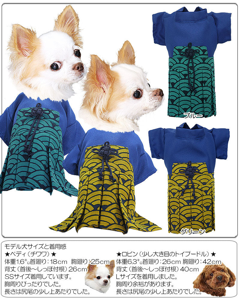 【犬 着物 犬の服】男振り袴(はかま)飛鷹《名入れ可能》【男の子 ドッグウェア ペット 正月 七五三 ダックス トイプードル チワワ タムベディ かっこいい パピヨン 着せやすい】
