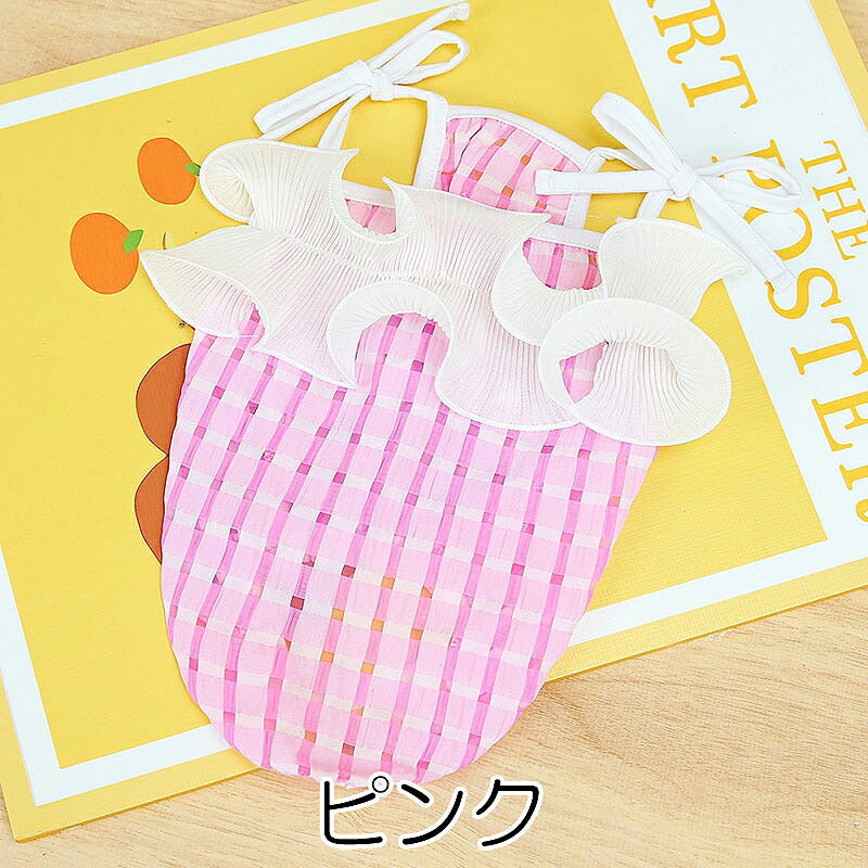 【犬服 犬 服 犬の服 春服 夏服用】ひらひらキャミソール【チェック フリル 女の子ドッグ ペット ウェア ダックス トイプードル チワワ タムベディ愛らしい ポメラニアン】[CN]