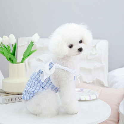 【犬服 犬 服 犬の服 春服 夏服用】ひらひらキャミソール【チェック フリル 女の子ドッグ ペット ウェア ダックス トイプードル チワワ タムベディ愛らしい ポメラニアン】[CN]