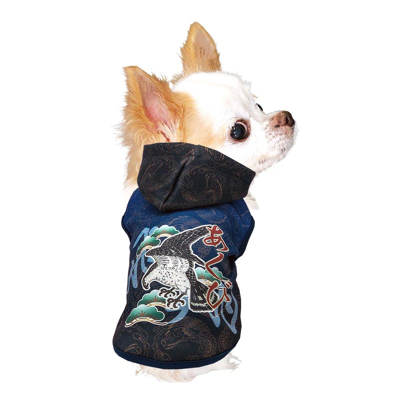 【犬服 犬 服 犬の服 名入れ 秋服 冬服用】愛犬のお名前入り 飛翔鷹パーカー【和柄 人気 タカドッグ ペット ウェア ダックス トイプードル チワワ タムベディ おしゃれ シーズー】(S/3/N/H/)