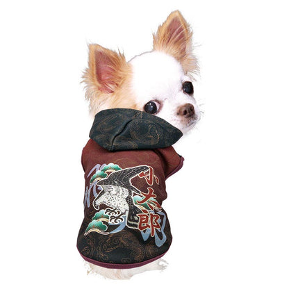 【犬服 犬 服 犬の服 名入れ 秋服 冬服用】愛犬のお名前入り 飛翔鷹パーカー【和柄 人気 タカドッグ ペット ウェア ダックス トイプードル チワワ タムベディ おしゃれ シーズー】(S/3/N/H/)
