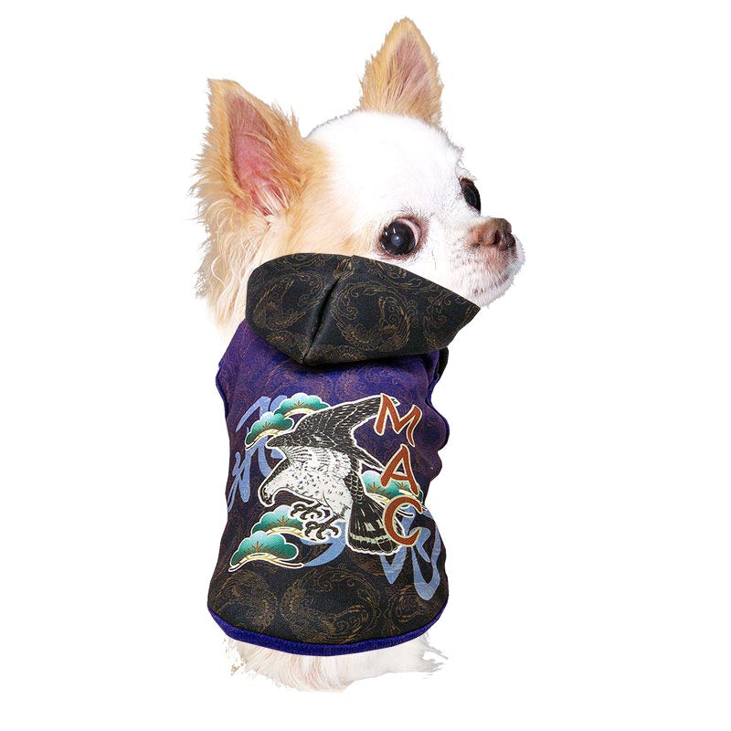 【犬服 犬 服 犬の服 名入れ 秋服 冬服用】愛犬のお名前入り 飛翔鷹パーカー【和柄 人気 タカドッグ ペット ウェア ダックス トイプードル チワワ タムベディ おしゃれ シーズー】(S/3/N/H/)
