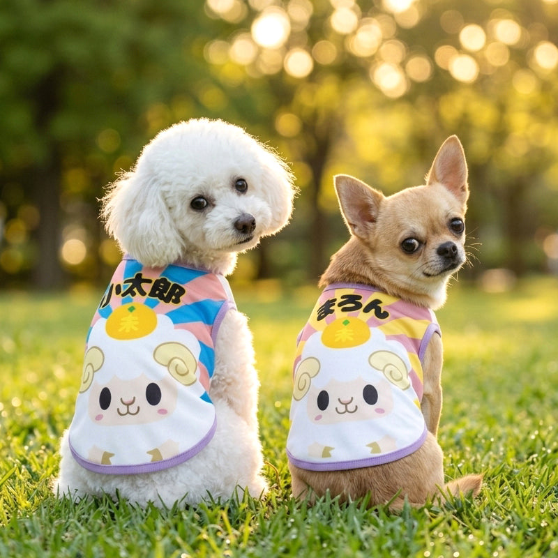 【犬服 犬 服 秋冬 犬の服 名入れ】愛犬のお名前入り ひつじさんシャツ【干支 日本製 初詣 年賀状 チワワ ダックス トイプードル おもしろ ポメラニアン】(S/3/N/H/)