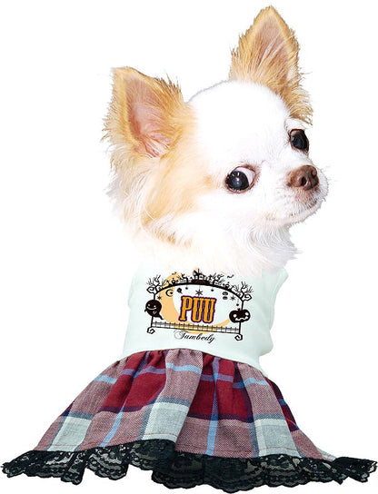 【犬服 犬 服 犬の服 名入れ 秋服 冬服用】愛犬のお名前入り ハロウィンランドワンピース【ドッグウェア かぼちゃ チェック レース ペット ダックス トイプードル チワワ タムベディ】(H/)