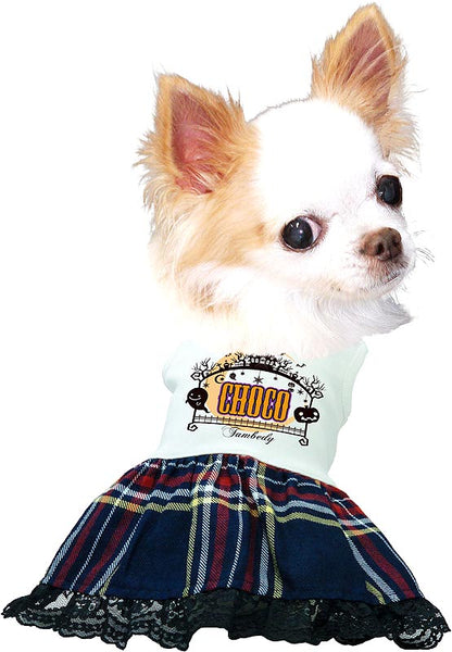 【犬服 犬 服 犬の服 名入れ 秋服 冬服用】愛犬のお名前入り ハロウィンランドワンピース【ドッグウェア かぼちゃ チェック レース ペット ダックス トイプードル チワワ タムベディ】(H/)