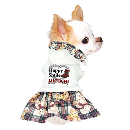 【犬服 犬 服 犬の服 名入れ 秋服 冬服用】愛犬のお名前入り ハッピースマイルベアワンピース【ドッグウェア パーカー 女の子 ダックス トイプードル チワワ タムベディ ポメラニアン】(H/)